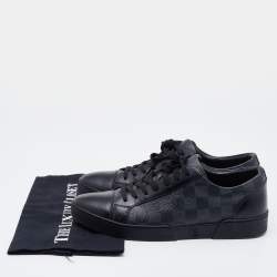 مملوكة مسبقًا Louis Vuitton Black Damier Graphite and Leather Cap Toe Sneakers Size 41