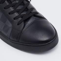 مملوكة مسبقًا Louis Vuitton Black Damier Graphite and Leather Cap Toe Sneakers Size 41