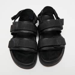 مملوكة مسبقًا Louis Vuitton Black Canvas and Leather Velcro Sandals Size 43