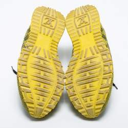 Louis Vuitton Yellow/Black Knit Fabric and Leather Run Away Sneakers Size 43.5