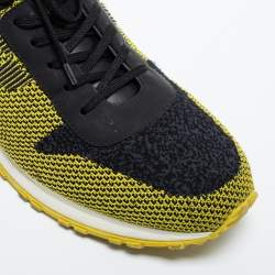 Louis Vuitton Yellow/Black Knit Fabric and Leather Run Away Sneakers Size 43.5