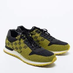 Louis Vuitton Yellow/Black Knit Fabric and Leather Run Away Sneakers Size 43.5