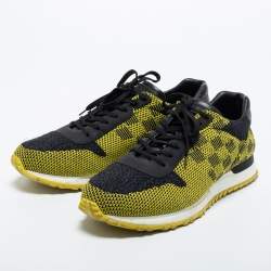 Louis Vuitton Yellow/Black Knit Fabric and Leather Run Away Sneakers Size 43.5