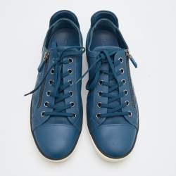 Louis Vuitton Blue Damier Embossed Leather Challenge Zip Up Sneakers Size 44