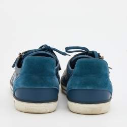 Louis Vuitton Blue Damier Embossed Leather Challenge Zip Up Sneakers Size 44