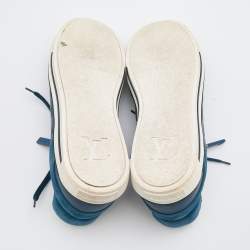 Louis Vuitton Blue Damier Embossed Leather Challenge Zip Up Sneakers Size 44