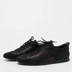 Louis Vuitton Black Laminated Suede and Monogram Canvas Low Top Sneakers Size 41