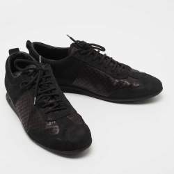 Louis Vuitton Black Laminated Suede and Monogram Canvas Low Top Sneakers Size 41