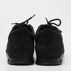 Louis Vuitton Black Laminated Suede and Monogram Canvas Low Top Sneakers Size 41