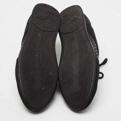 Louis Vuitton Black Laminated Suede and Monogram Canvas Low Top Sneakers Size 41