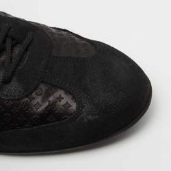 Louis Vuitton Black Laminated Suede and Monogram Canvas Low Top Sneakers Size 41