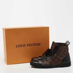 Louis Vuitton Brown/Black Monogram Canvas and Leather Match Up Sneakers Size 42.5