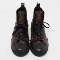 Louis Vuitton Brown/Black Monogram Canvas and Leather Match Up Sneakers Size 42.5