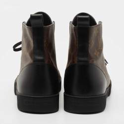 Louis Vuitton Brown/Black Monogram Canvas and Leather Match Up Sneakers Size 42.5