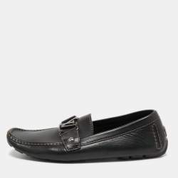 Louis Vuitton Black Leather Monte Carlo Slip on Loafers Size 41.5