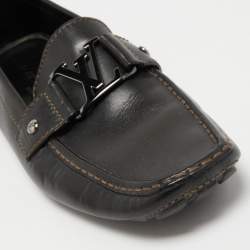 Louis Vuitton Black Leather Monte Carlo Slip on Loafers Size 41.5