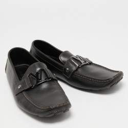 Louis Vuitton Black Leather Monte Carlo Slip on Loafers Size 41.5