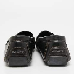 Louis Vuitton Black Leather Monte Carlo Slip on Loafers Size 41.5