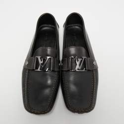 Louis Vuitton Black Leather Monte Carlo Slip on Loafers Size 41.5