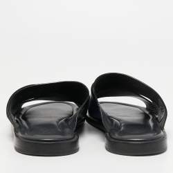 Louis Vuitton Two Tone Leather Foch Cross Strap Slides Size 43