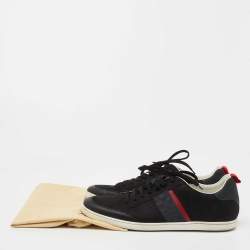 Pre Owned Louis Vuitton Black Nubuck and Leather Low Top Sneakers Size 41.5