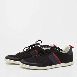 Pre Owned Louis Vuitton Black Nubuck and Leather Low Top Sneakers Size 41.5