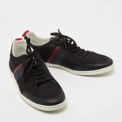 Pre Owned Louis Vuitton Black Nubuck and Leather Low Top Sneakers Size 41.5