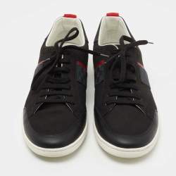 Pre Owned Louis Vuitton Black Nubuck and Leather Low Top Sneakers Size 41.5