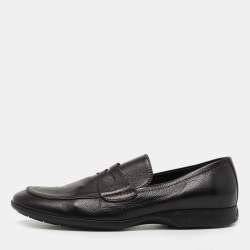 Louis Vuitton Black Leather Slip On Loafers Size 41