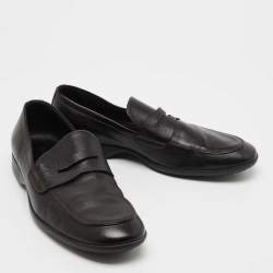 Louis Vuitton Black Leather Slip On Loafers Size 41