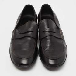 Louis Vuitton Black Leather Slip On Loafers Size 41