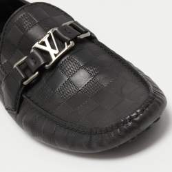 Louis Vuitton Black Damier Leather Monte Carlo Loafers Size 41