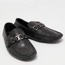 Louis Vuitton Black Damier Leather Monte Carlo Loafers Size 41