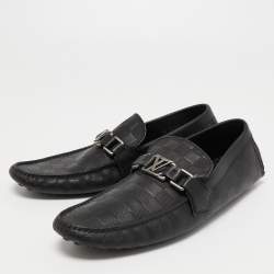 Louis Vuitton Black Damier Leather Monte Carlo Loafers Size 41