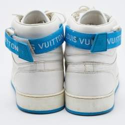 Louis Vuitton White/Blue Leather Rivoli High Top Sneakers Size 41.5