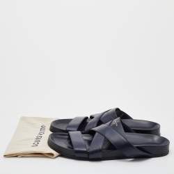 مملوكة مسبقًا Louis Vuitton Navy Blue Epi Leather Flat Sandals Size 44