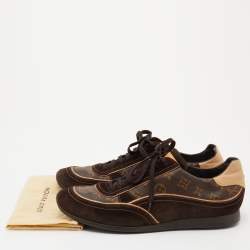 Louis Vuitton Monogram Canvas and Suede Globe Trotter Low Top Sneakers Size 45
