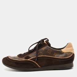 Louis Vuitton Monogram Canvas and Suede Globe Trotter Low Top Sneakers Size 45