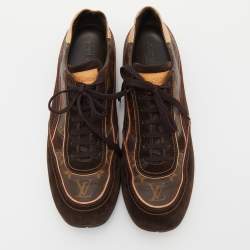 Louis Vuitton Monogram Canvas and Suede Globe Trotter Low Top Sneakers Size 45