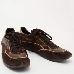 Louis Vuitton Monogram Canvas and Suede Globe Trotter Low Top Sneakers Size 45