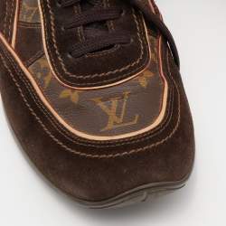 Louis Vuitton Monogram Canvas and Suede Globe Trotter Low Top Sneakers Size 45