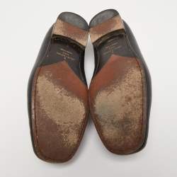 Pre Owned Louis Vuitton Black Leather Monte Carlo Collapsible Heel Loafers Size 40