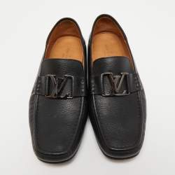 Pre Owned Louis Vuitton Black Leather Monte Carlo Collapsible Heel Loafers Size 40