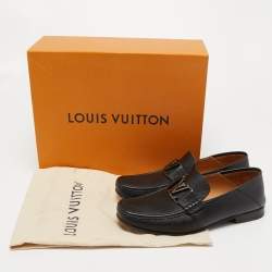 Pre Owned Louis Vuitton Black Leather Monte Carlo Collapsible Heel Loafers Size 40