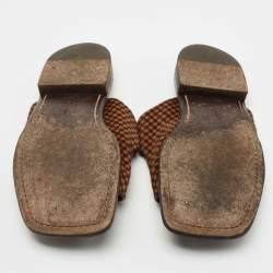 مملوكة مسبقًا Louis Vuitton Brown Leather and Calf Hair Double Buckle Sandals Size 44