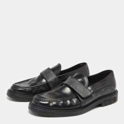 Pre Owned Louis Vuitton Black Monogram Canvas and Leather Loafers Size 42
