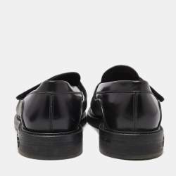 Pre Owned Louis Vuitton Black Monogram Canvas and Leather Loafers Size 42