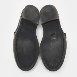 Pre Owned Louis Vuitton Black Monogram Canvas and Leather Loafers Size 42