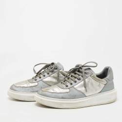 Louis Vuitton Silver Monogram Nylon and Canvas Low Top Sneakers Size 41