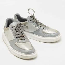Louis Vuitton Silver Monogram Nylon and Canvas Low Top Sneakers Size 41
